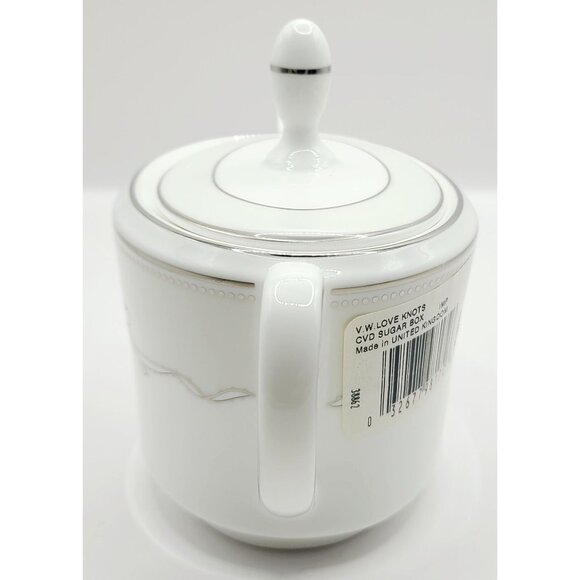 Wedgwood Vera Wang Love Knots White Porcelain Covered Sugar Bowl 10 Oz In Box - Picture 4 of 15
